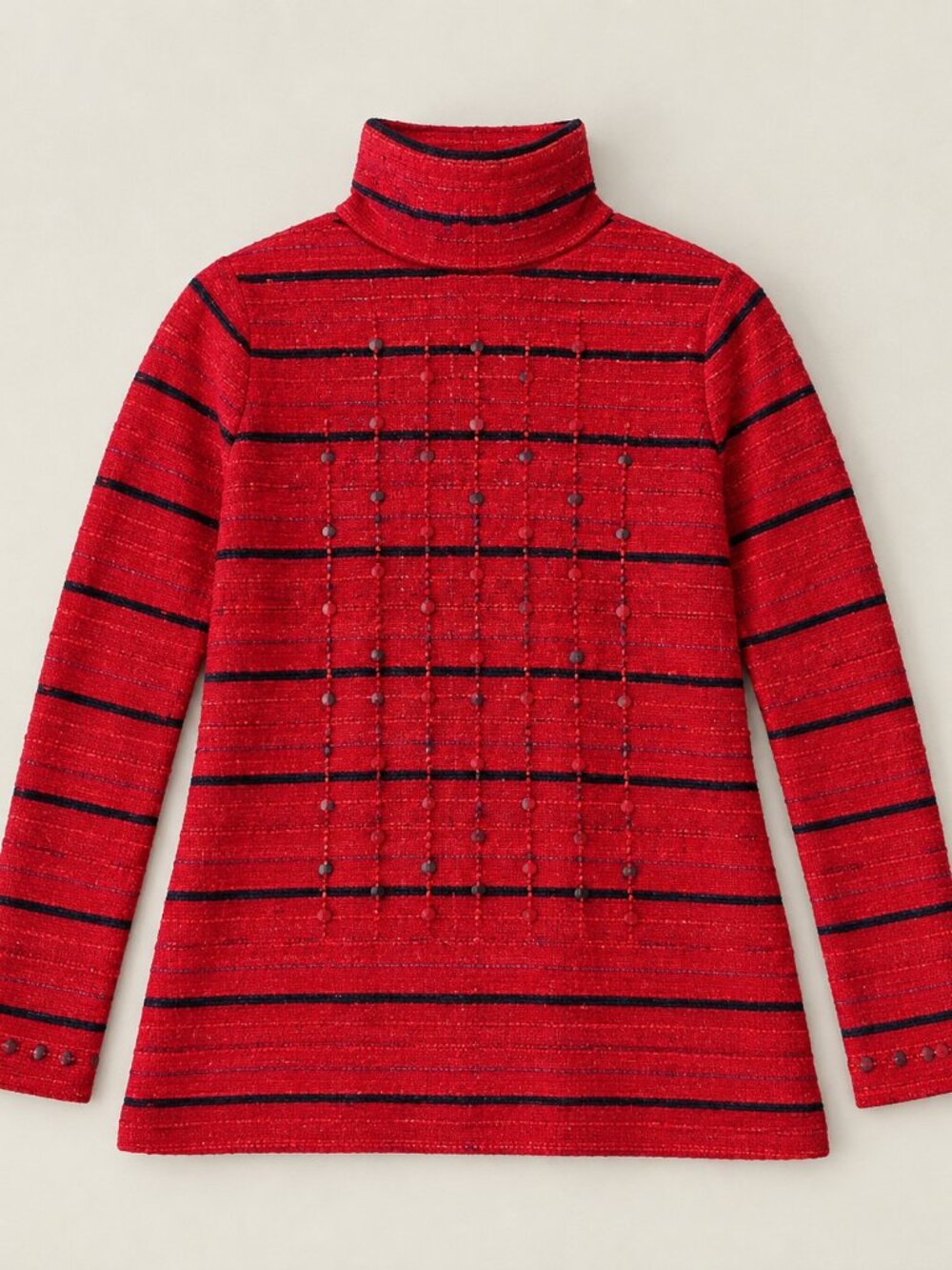 Sigrid Olson Sport Red Striped Cowl Neck Knit Sweater Large